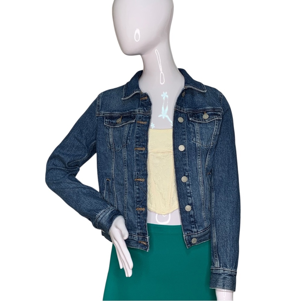 Banana Republic Denim Trucker Jacket Blue Side Pockets Size XS